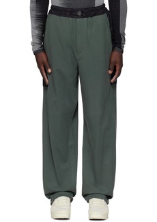 Y-3 Green & Black Paneled Trousers