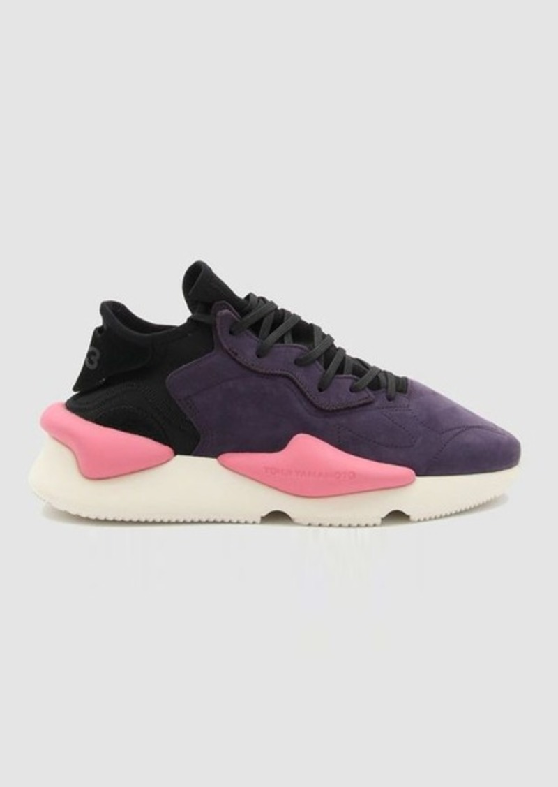 Y-3 PURPLE AND BLACK LEATHER SNEAKERS