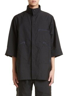 Y-3 Short Sleeve Workwear Button-Up Shirt in Black at Nordstrom