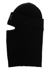 Y-3 Yohji Yamamoto logo-patch ribbed-knit balaclava