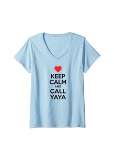 Ya-Ya Womens Keep Calm And Call YaYa Greek Grandmother V-Neck T-Shirt