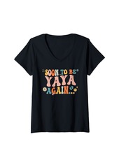 Ya-Ya Womens Groovy Soon To Be Yaya Again 2024 Fathers Day V-Neck T-Shirt