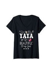 Ya-Ya Womens Groovy Soon To Be Yaya Of A Beautiful Girl V-Neck T-Shirt