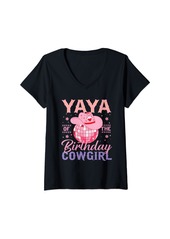 Ya-Ya Womens Howdy Western Rodeo Yaya Of The Birthday Cowgirl Family Kids V-Neck T-Shirt
