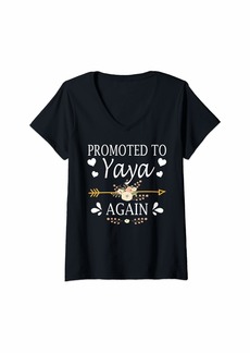 Ya-Ya Womens Promoted To Yaya Again Thanksgiving Christmas Gifts V-Neck T-Shirt