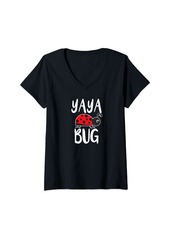 Ya-Ya Womens Yaya Bug Ladybug Greek Grandma Funny V-Neck T-Shirt