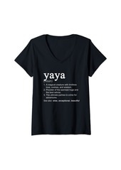 Ya-Ya Womens Yaya Definition Funny Mother's Day Noun Grandma V-Neck T-Shirt
