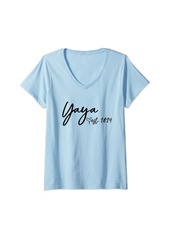 Ya-Ya Womens Yaya Est 2024 Shirt New Yaya Shirt Mother's Day V-Neck T-Shirt