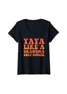 Ya-Ya Womens Yaya Like A Grandma Only Cooler Heart Mother's Day Yaya V-Neck T-Shirt