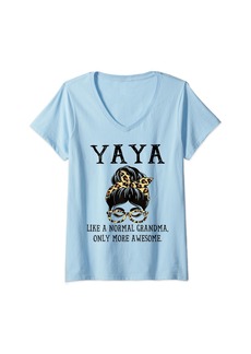 Ya-Ya Womens Yaya Like a Normal Grandma Only More Awesome Mothers Day V-Neck T-Shirt