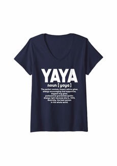 Ya-Ya Womens Yaya Mothers Day Tshirt Funny Yaya Definition Design V-Neck T-Shirt
