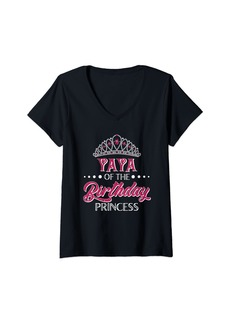 Ya-Ya Womens Yaya Of The Birthday Princess Girls Party Matching V-Neck T-Shirt