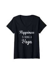 Ya-Ya Womens Yaya Shirt Gift: Happiness V-Neck T-Shirt