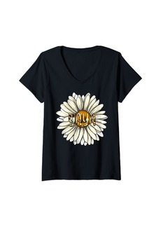 Ya-Ya Womens Yaya With Daisy Flower Family Matching Mother's Day Gifts V-Neck T-Shirt