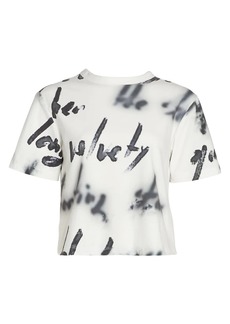 Yigal Azrouel Abstract-Print Cotton Jersey Crop Tee