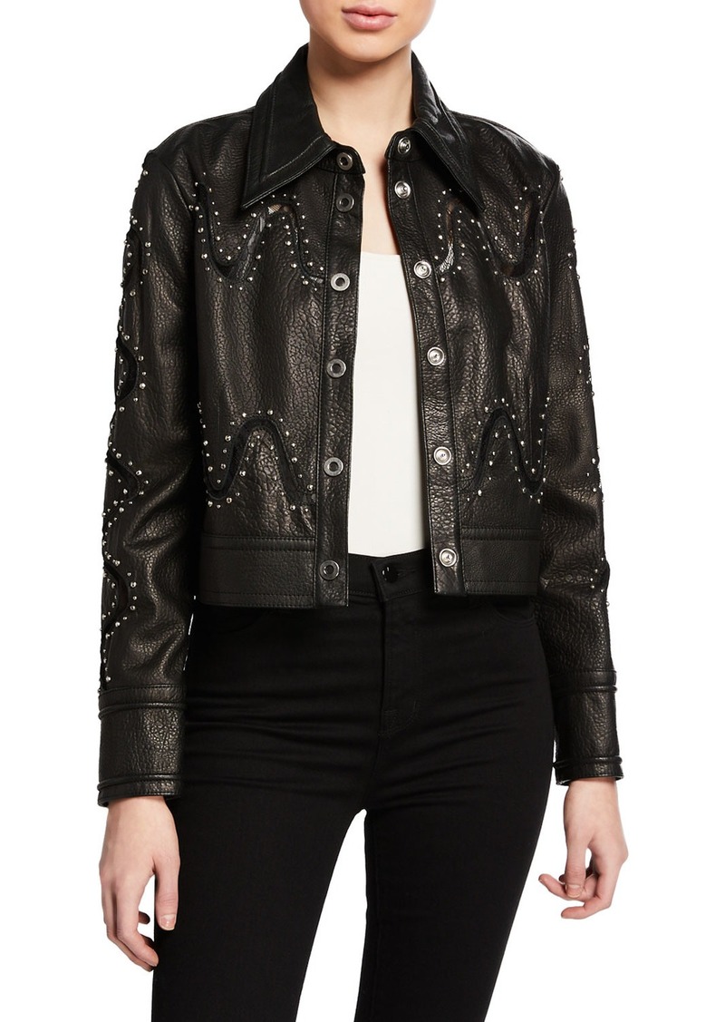 Studded Lace Leather Jacket