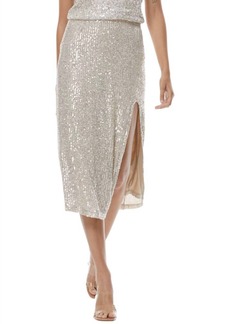 Young Fabulous & Broke Pierre Sequin Pencil Skirt In Champagne