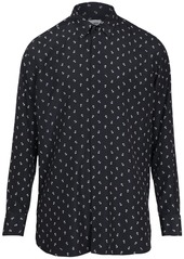 Yves Saint Laurent Anchor Logo Print Silk Shirt