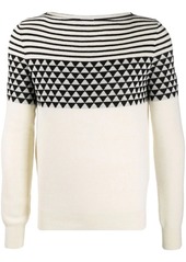 Yves Saint Laurent boat-neck jacquard-pattern jumper