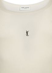 Yves Saint Laurent Cassandre Logo Patch Cotton Tank Top