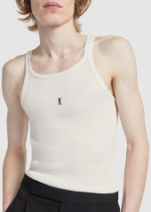 Yves Saint Laurent Cassandre Logo Patch Cotton Tank Top