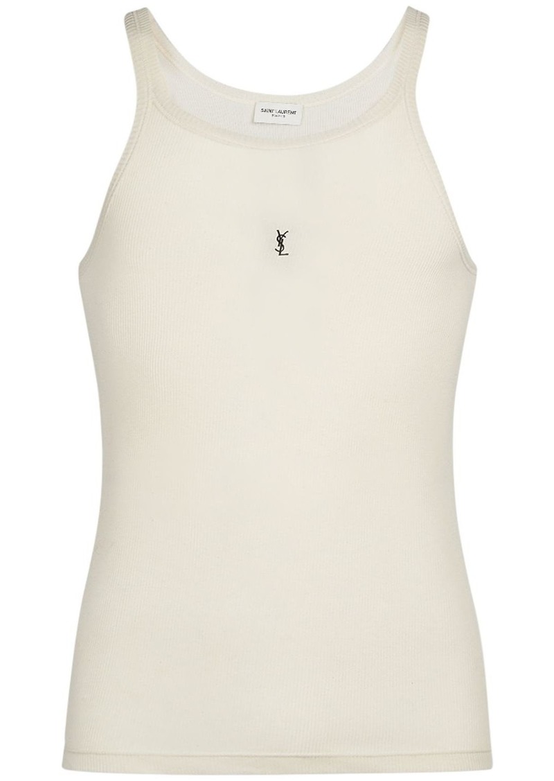 Yves Saint Laurent Cassandre Logo Patch Cotton Tank Top