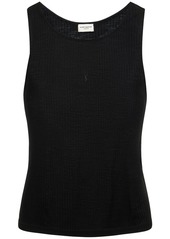 Yves Saint Laurent Cassandre Ribbed Wool Tank Top W/logo