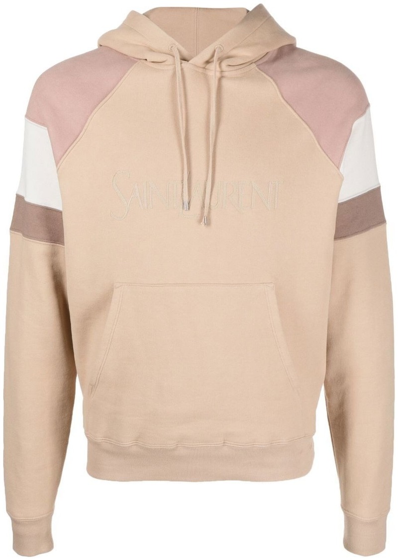 Yves Saint Laurent colour-block logo embroidery hoodie