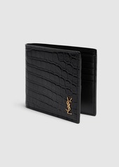 Yves Saint Laurent Croc Embossed Leather Billfold Wallet