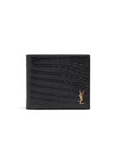 Yves Saint Laurent Croc Embossed Leather Billfold Wallet