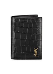 Yves Saint Laurent Crocodile-Embossd Leather Billfold Wallet