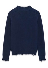 Yves Saint Laurent distressed-effect knit cotton jumper