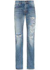 Yves Saint Laurent distressed slim-fit jeans