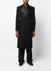 Yves Saint Laurent double-breasted silk-lapel coat