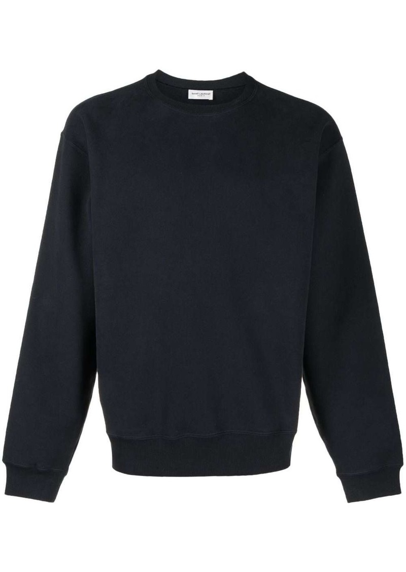 Yves Saint Laurent logo-embroidered jersey-fleece sweatshirt