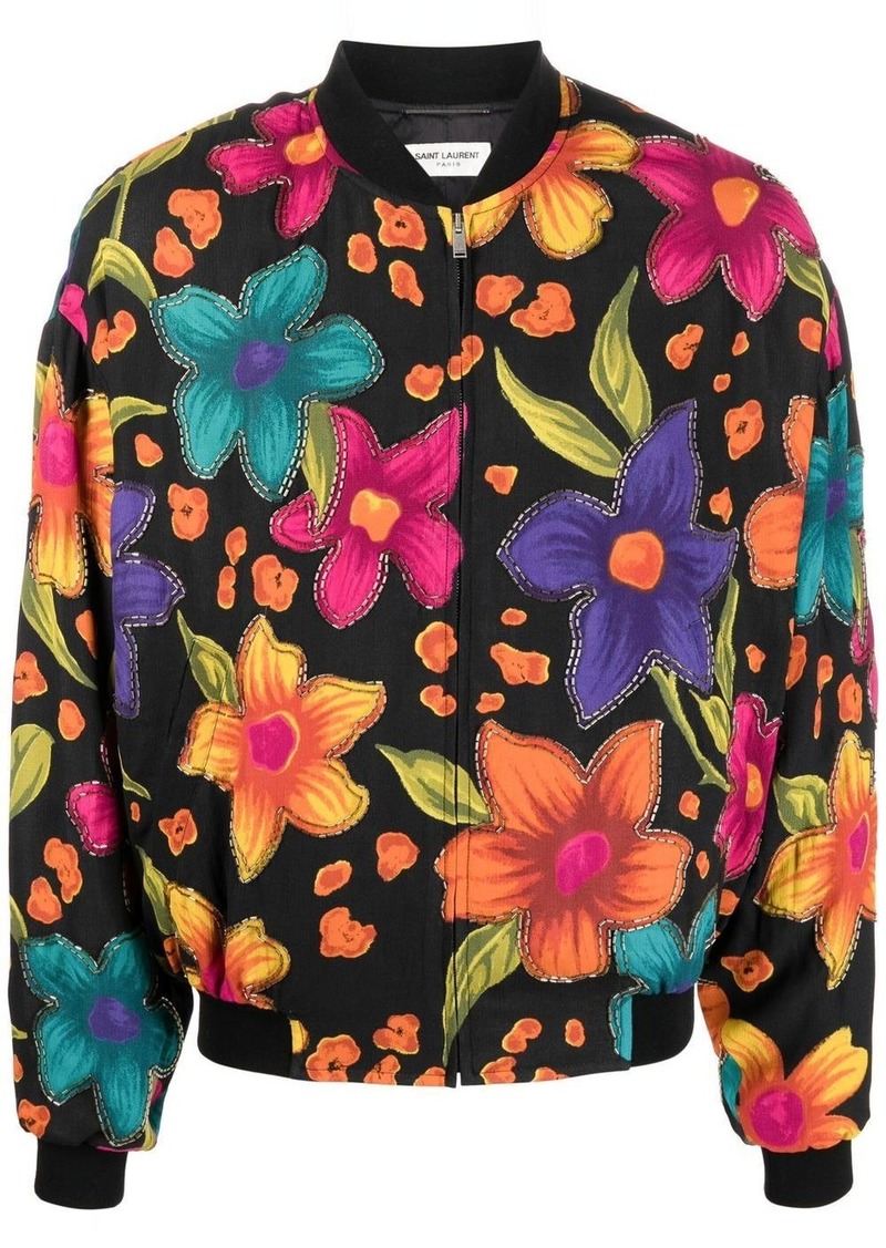 Yves Saint Laurent floral-print bomber jacket