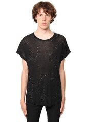 Yves Saint Laurent Galaxy Glittered Sheer Cotton T-shirt