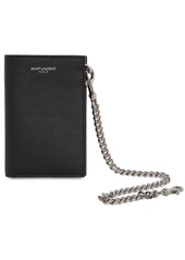 Yves Saint Laurent Grained Leather Chain Wallet