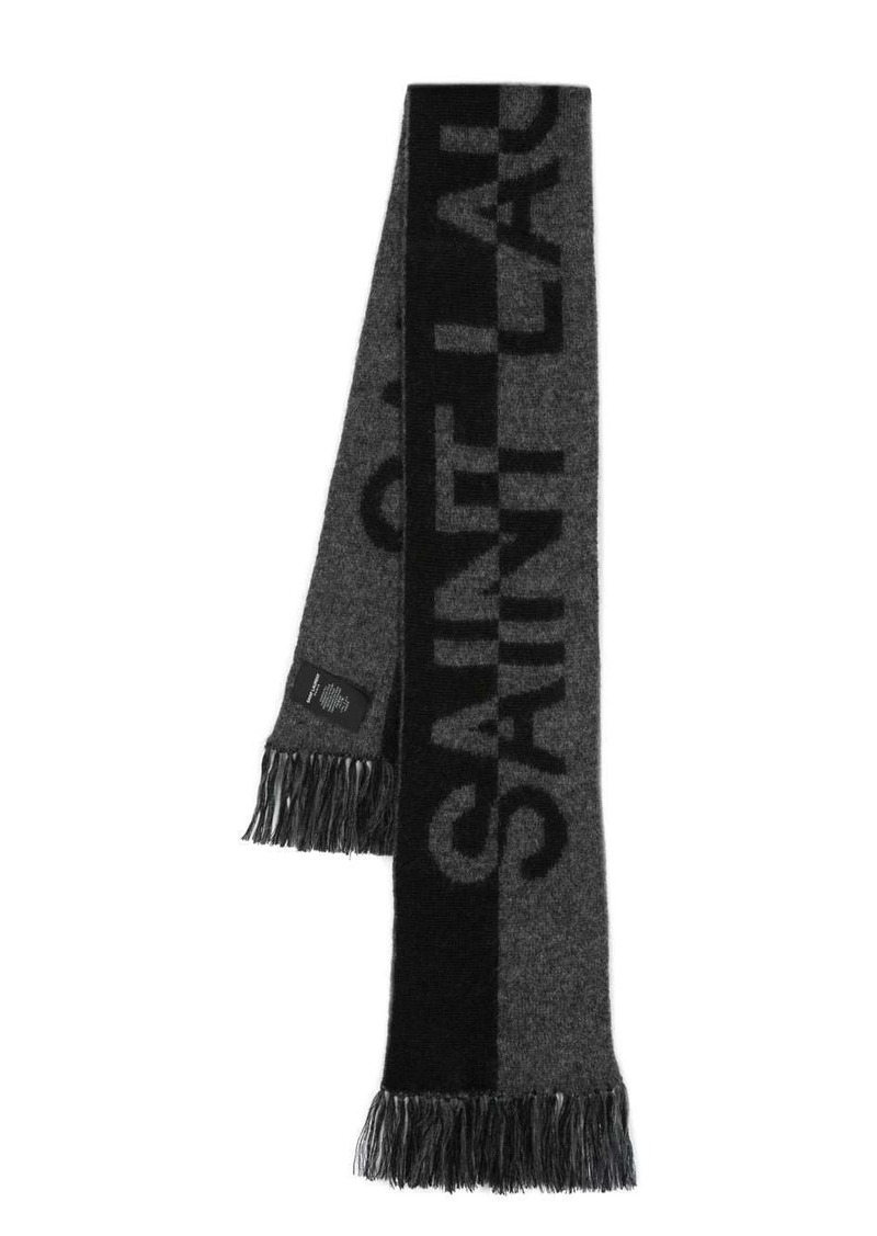 Yves Saint Laurent intarsia-knit logo scarf