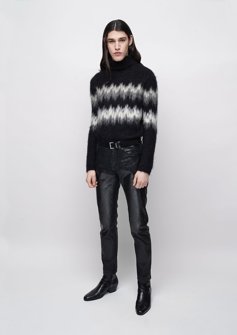 Cassandre Wool Blend Turtleneck Sweater in White - Saint Laurent