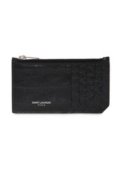 Yves Saint Laurent Leather Zip Card Holder