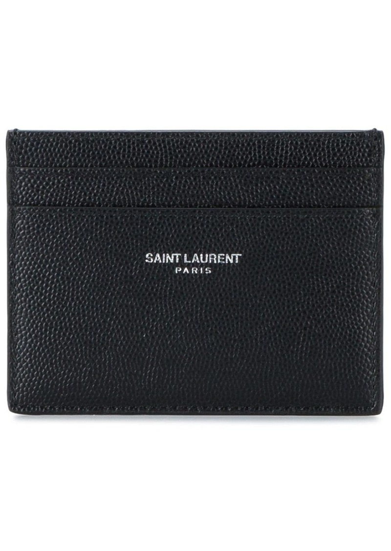 Yves Saint Laurent logo-stamp grained-leather cardholder
