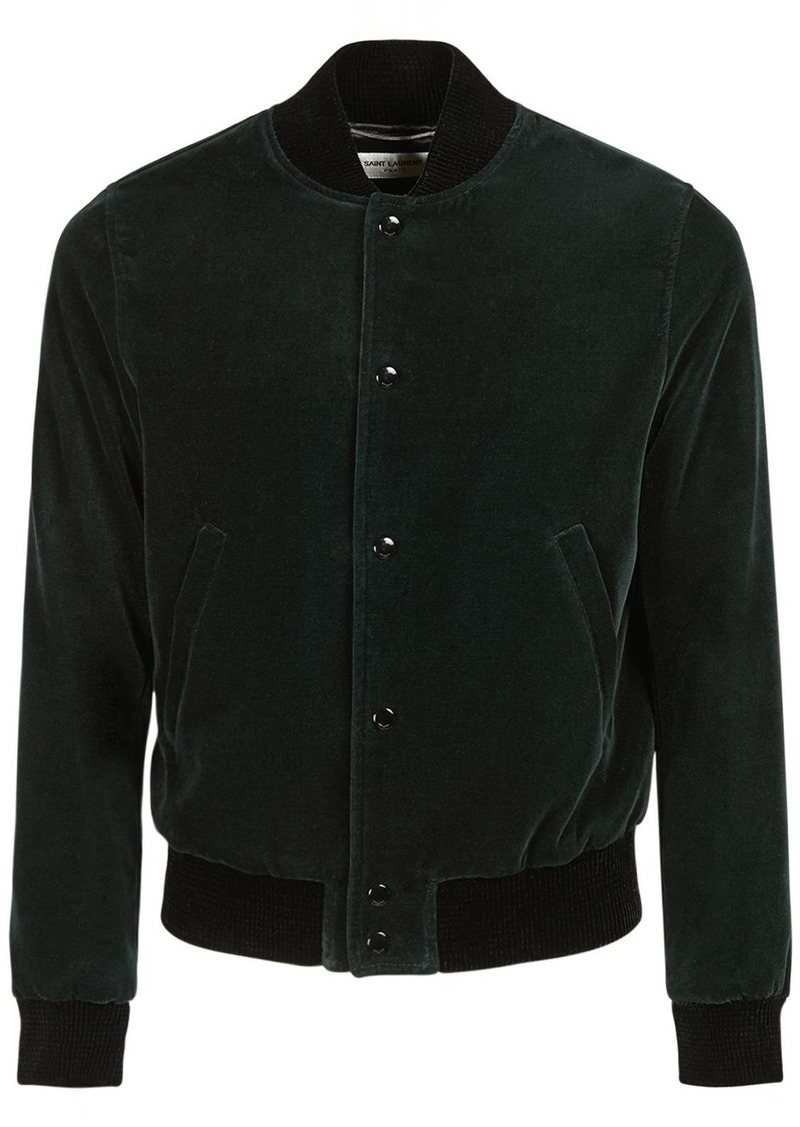 Yves Saint Laurent Logo Cotton Velvet Teddy Jacket