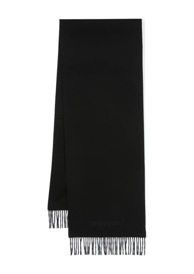 Yves Saint Laurent logo-embroidered cashmere scarf