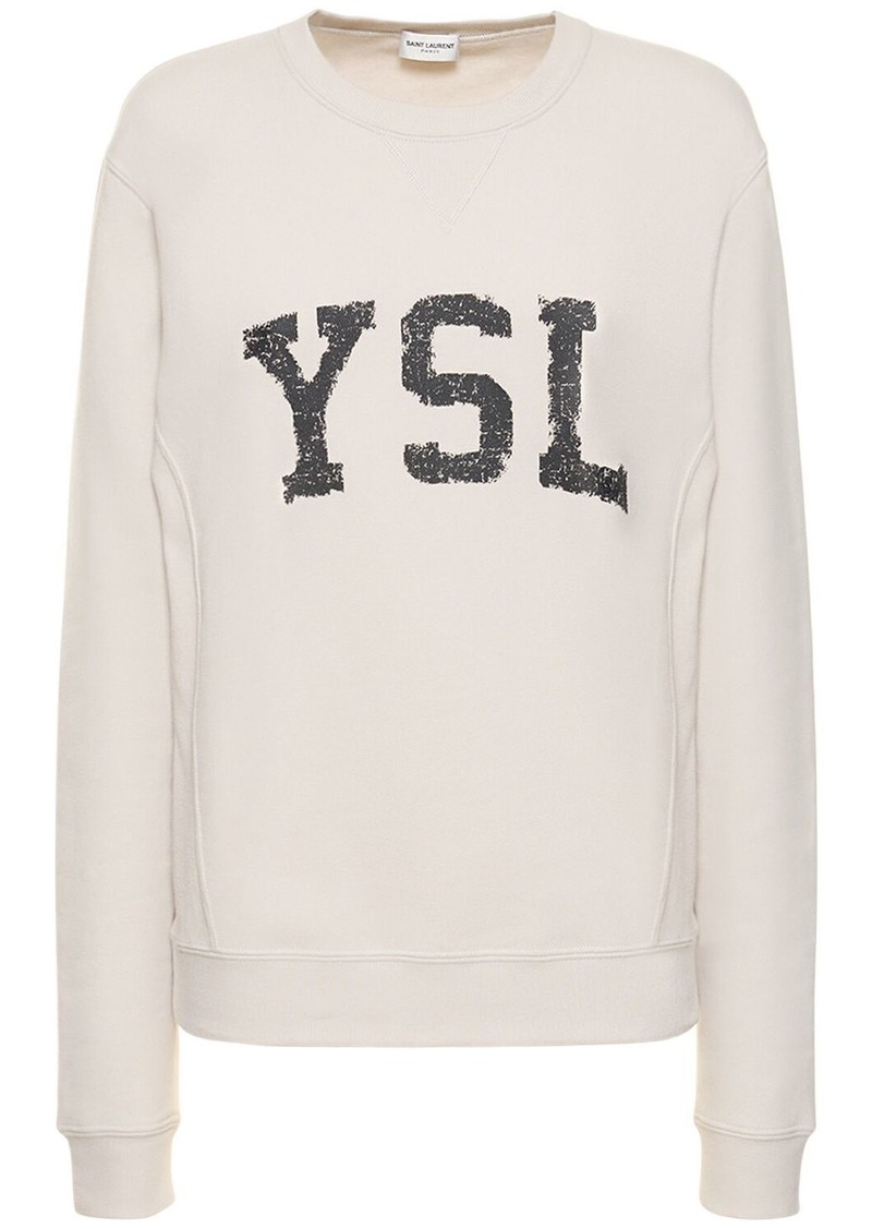 Yves Saint Laurent Logo Print Cotton Sweatshirt