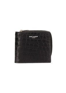 Yves Saint Laurent matte crocodile embossed zip-around wallet