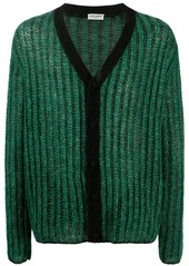 Yves Saint Laurent metallic ribbed-knit cardigan