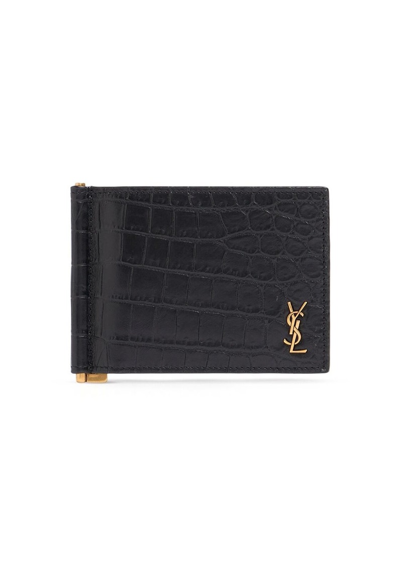 Yves Saint Laurent Monogram Embossed Bill Clip Wallet