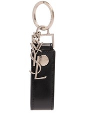 Yves Saint Laurent Monogram Leather Keyring W/ Charm