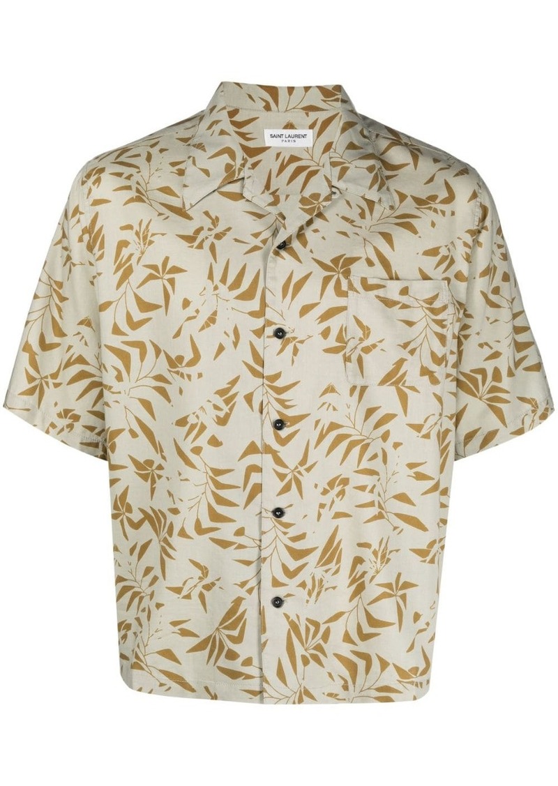 Yves Saint Laurent palm tree-print camp-collar shirt